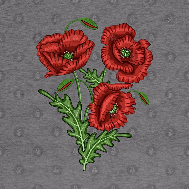 Poppies Floral Art by Designoholic